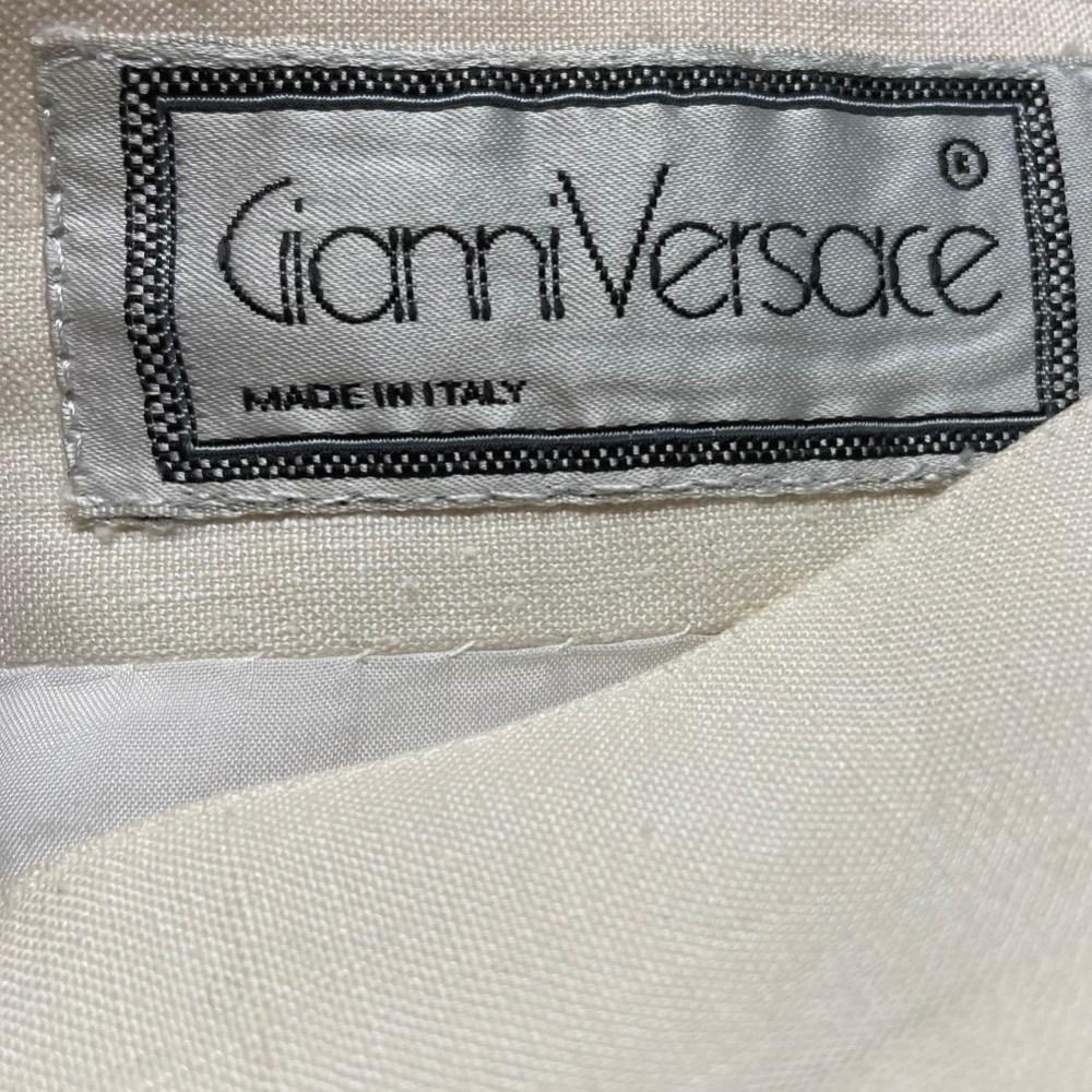 80s Gianni Versace Vintage ivory linen midi skirt 3