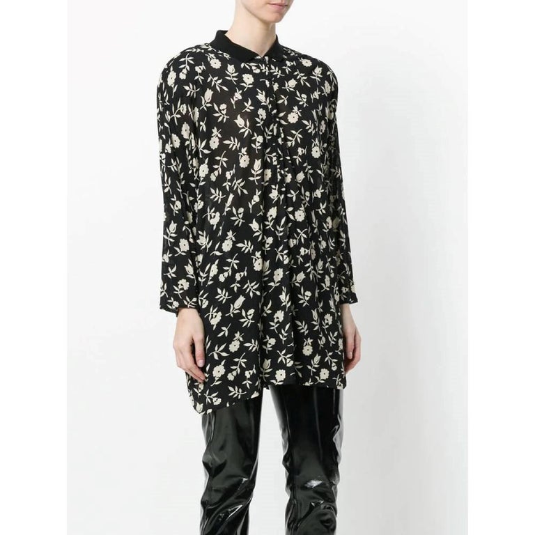 80s Gianni Versace Vintage semitransparent black blouse with white