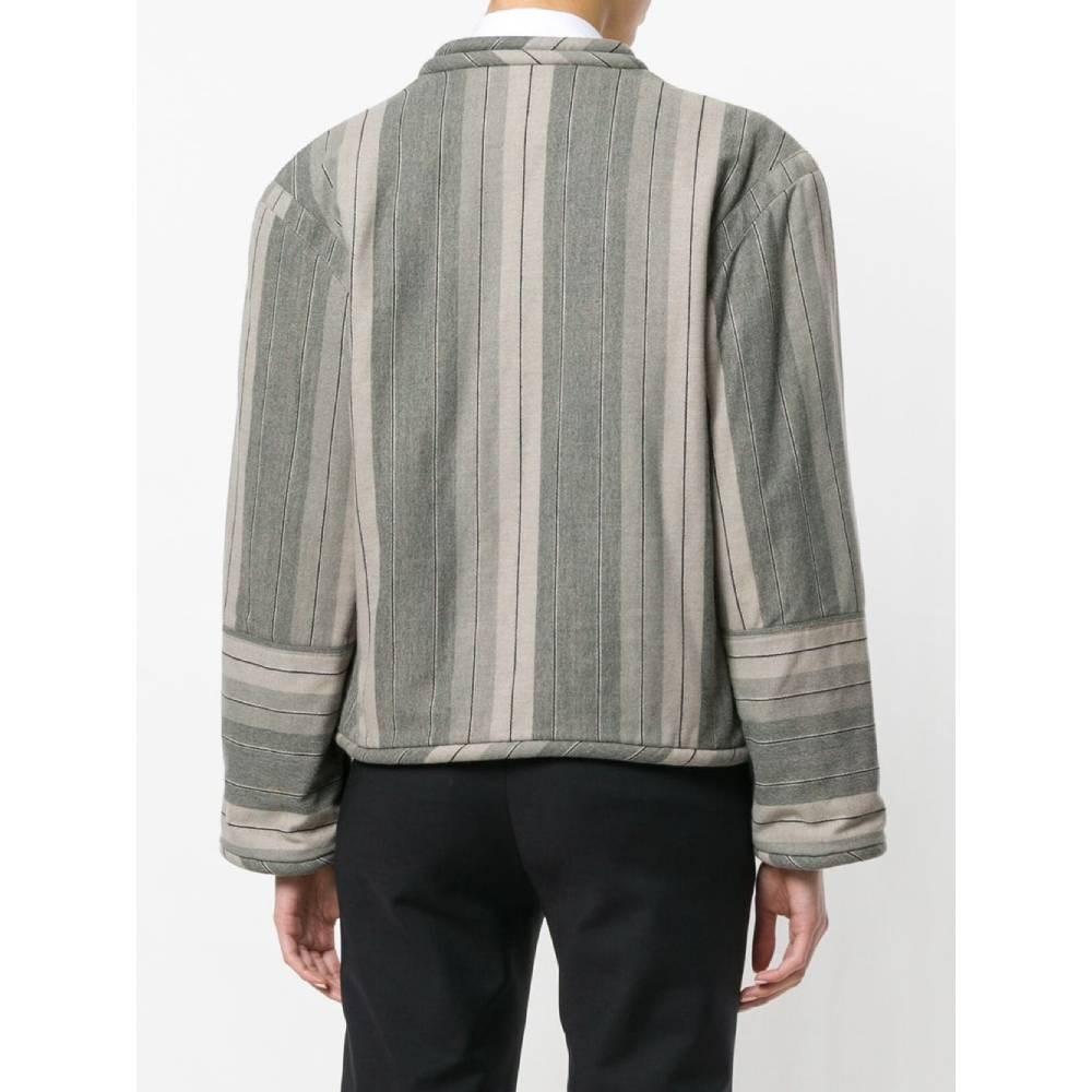 80er Jahre Giorgio Armani graue Wolljacke mit gestreiftem Druck im Zustand „Hervorragend“ in Lugo (RA), IT