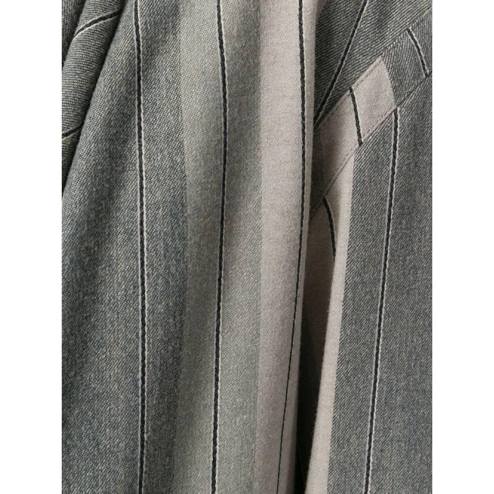 80er Jahre Giorgio Armani graue Wolljacke mit gestreiftem Druck Damen