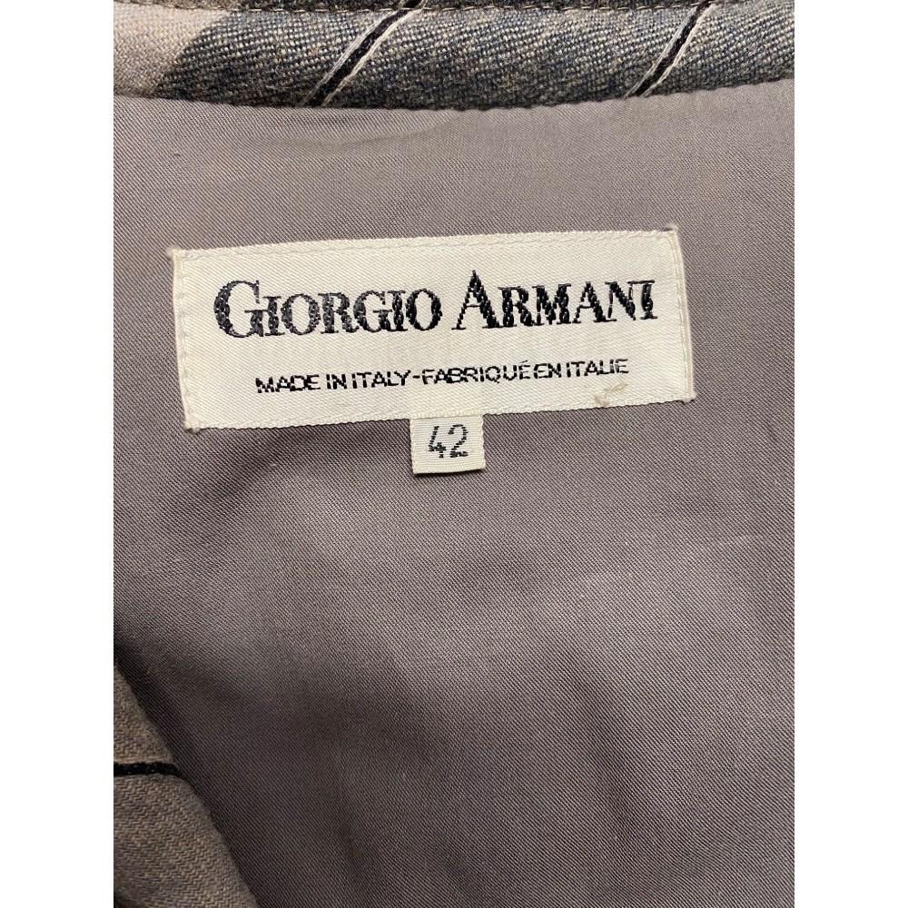 80er Jahre Giorgio Armani graue Wolljacke mit gestreiftem Druck 1