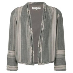 80er Jahre Giorgio Armani graue Wolljacke mit gestreiftem Druck