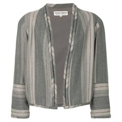 Vintage 80s Giorgio Armani gray wool jacket with striped print