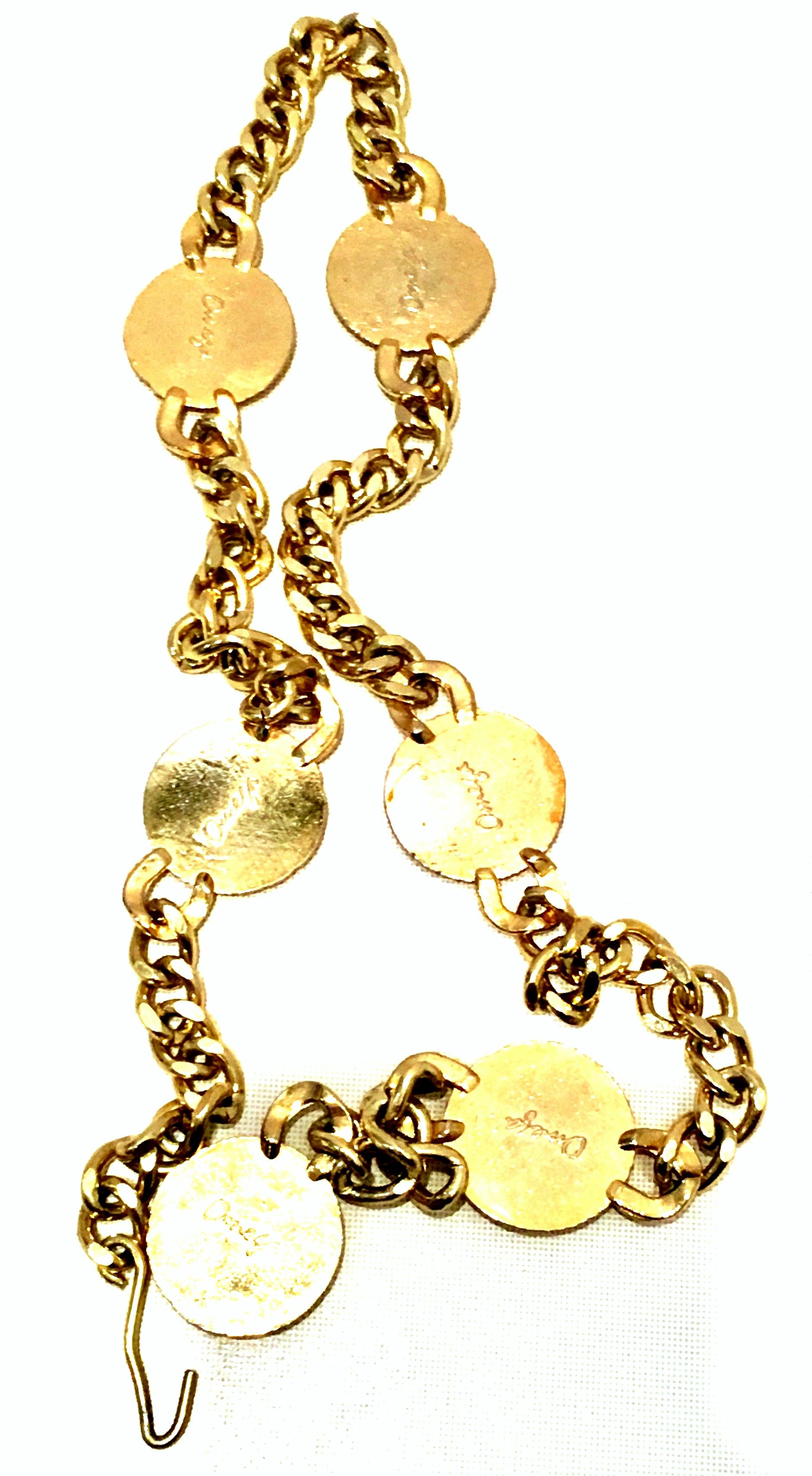80'S Gold Plate & Roman Coin Chain Link Belt/Necklace By, Omega 3