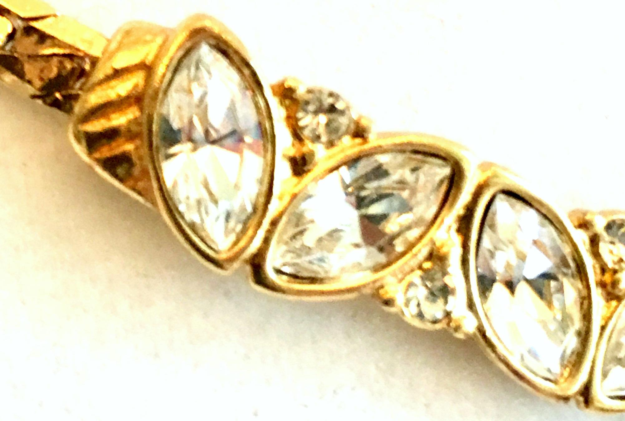 80'S Gold Plate & Swarovski Crystal Choker Necklace By, Monet For Sale 3