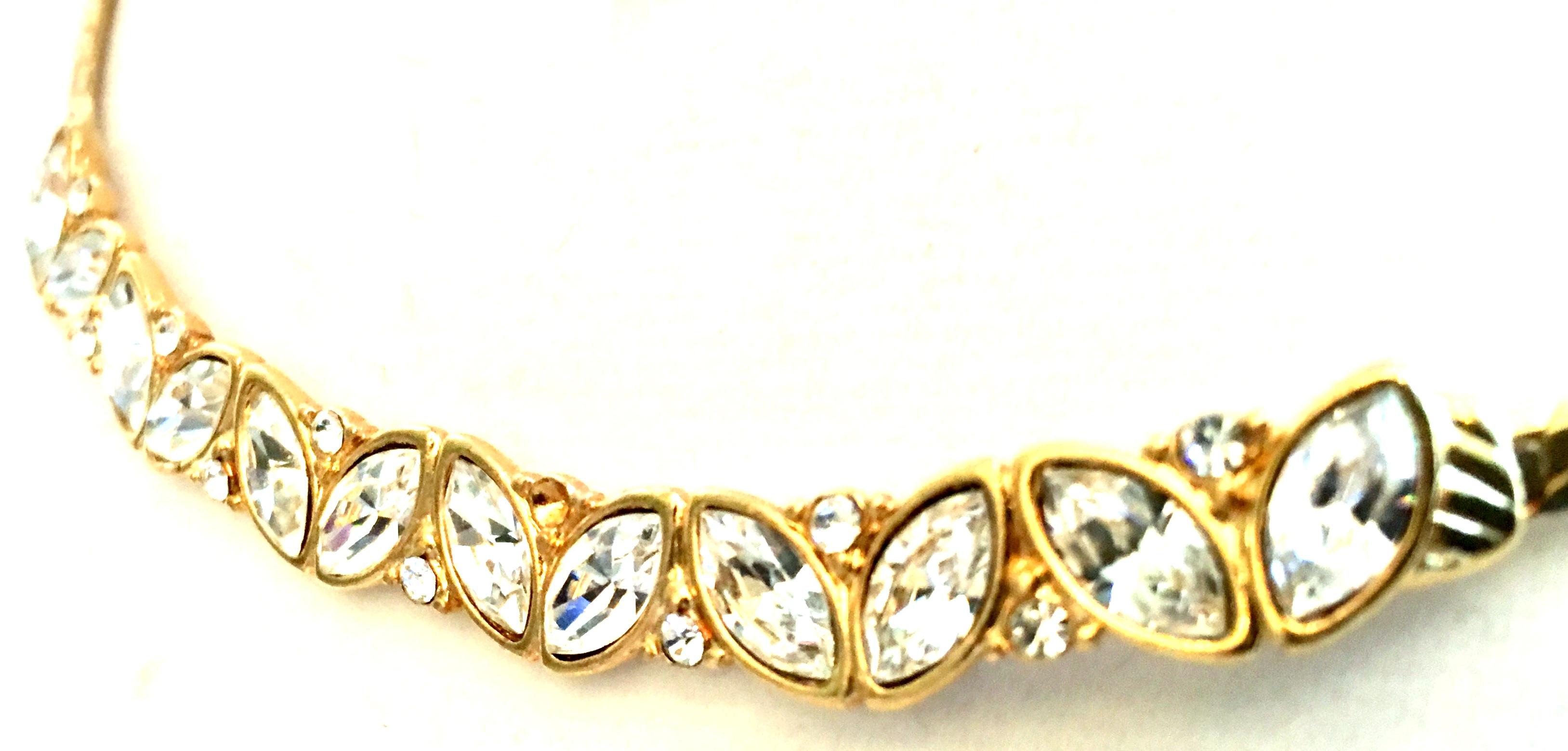 Women's or Men's 80'S Gold Plate & Swarovski Crystal Choker Necklace By, Monet For Sale