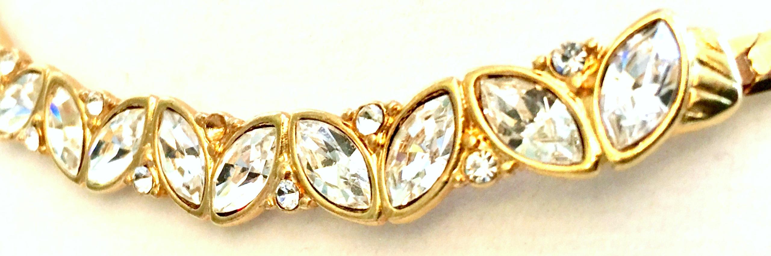 80'S Gold Plate & Swarovski Crystal Choker Necklace By, Monet For Sale 1