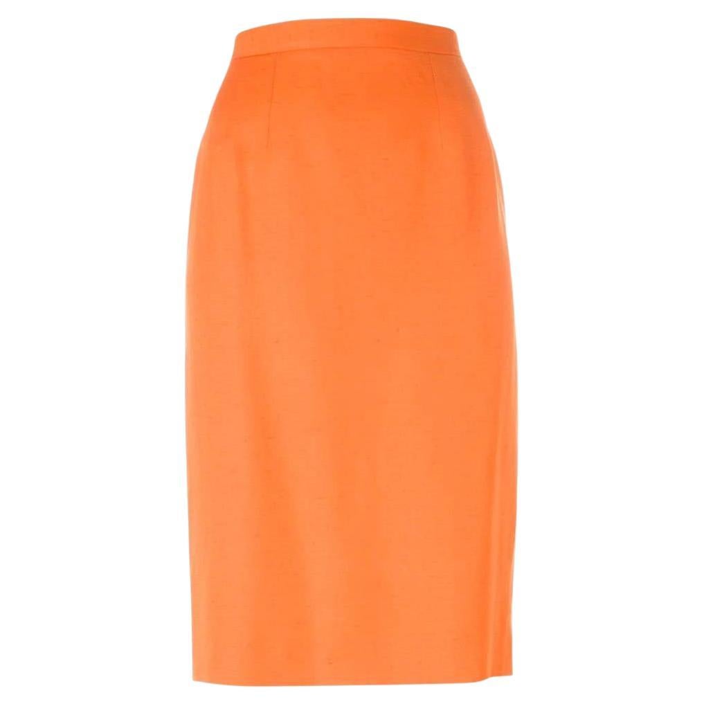 80s Guy Laroche orange cotton midi skirt