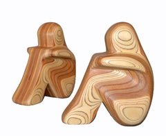 Mid-Century Modern Handcrafted Plywood People Bookends, USA, 1980