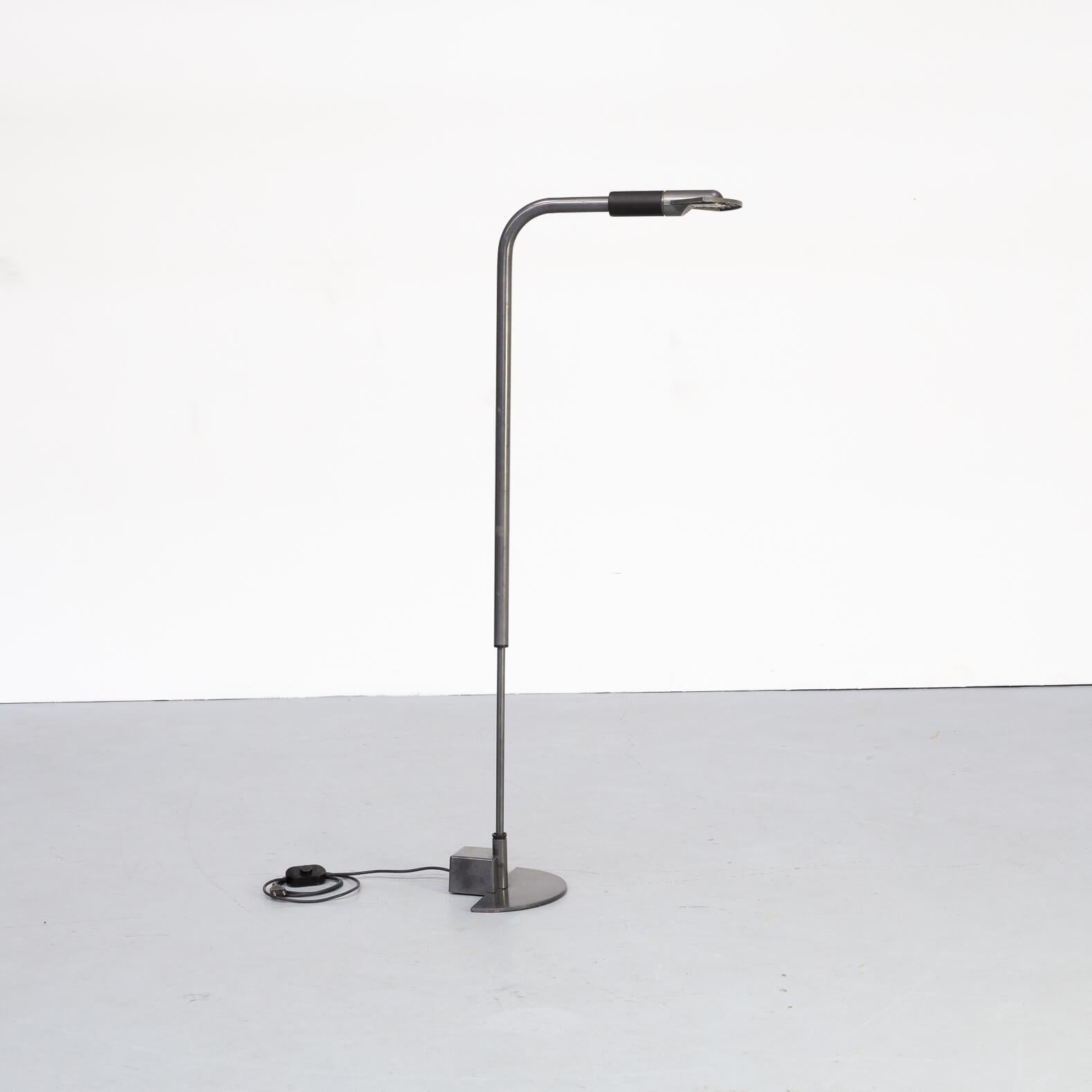 This lamp was designed in the Memphis style by Czech designer Hans von Klier and was manufactured by Bilumen in Italy, circa 1980. Von Klier worked in the studio of Ettore Sottass before becoming head of the Von Klier Associati Design Group. He won