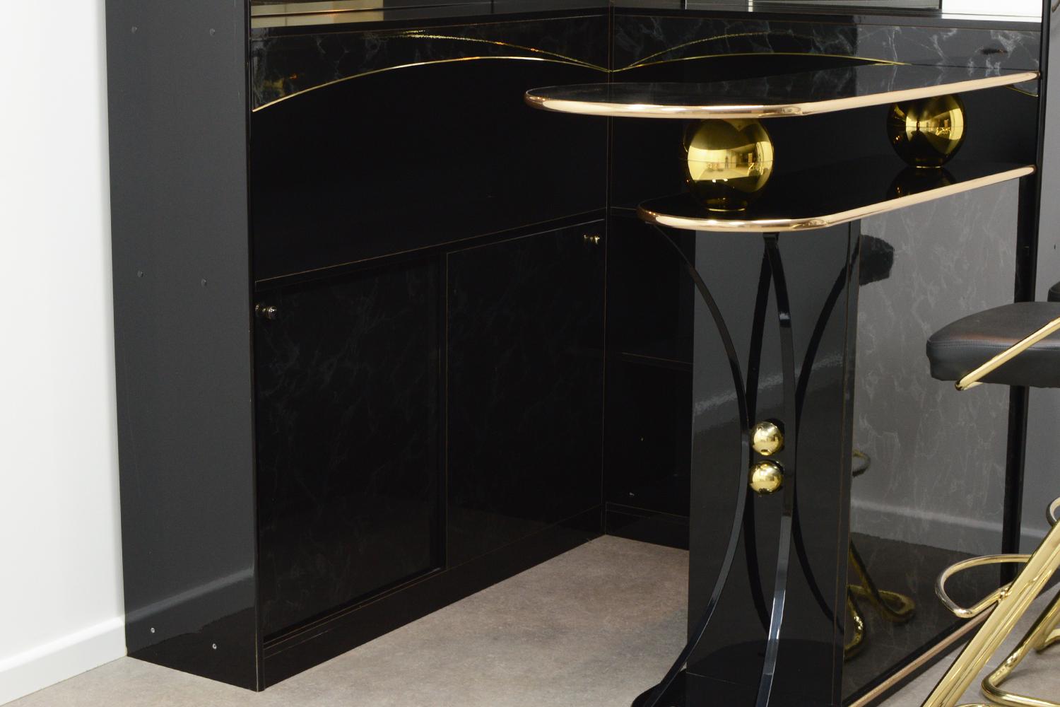 black and gold home bar
