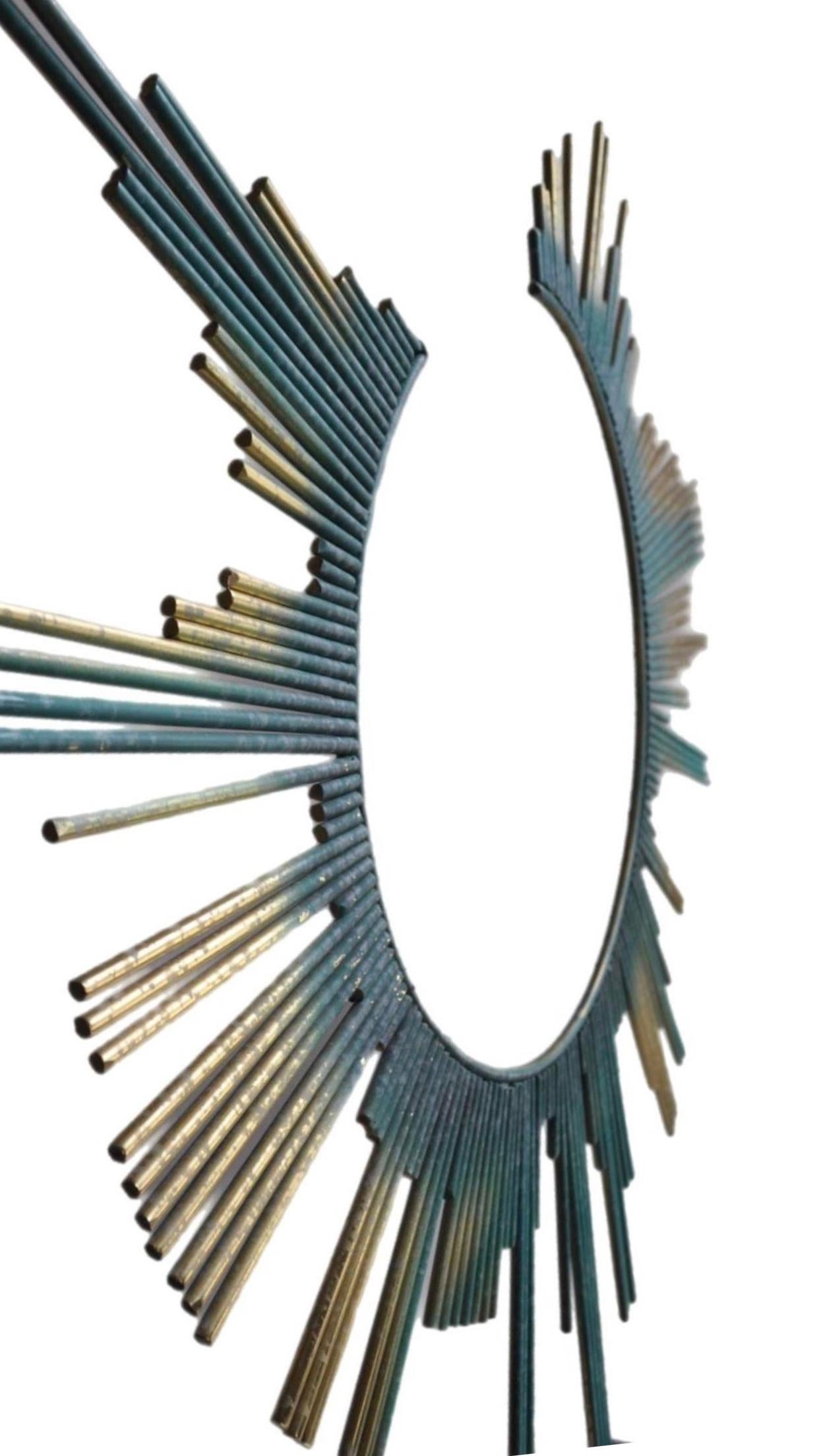 Années 80 Brutalist Abstract Mid Century C. Jere  Sculpture Sunburst en laiton signée Bon état - En vente à St.Petersburg, FL