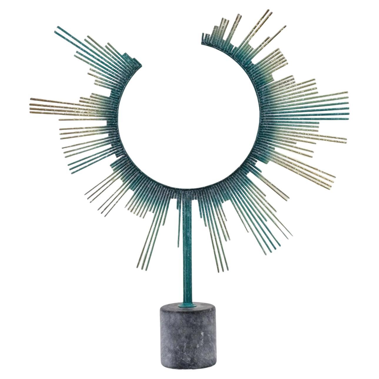 Années 80 Brutalist Abstract Mid Century C. Jere  Sculpture Sunburst en laiton signée en vente