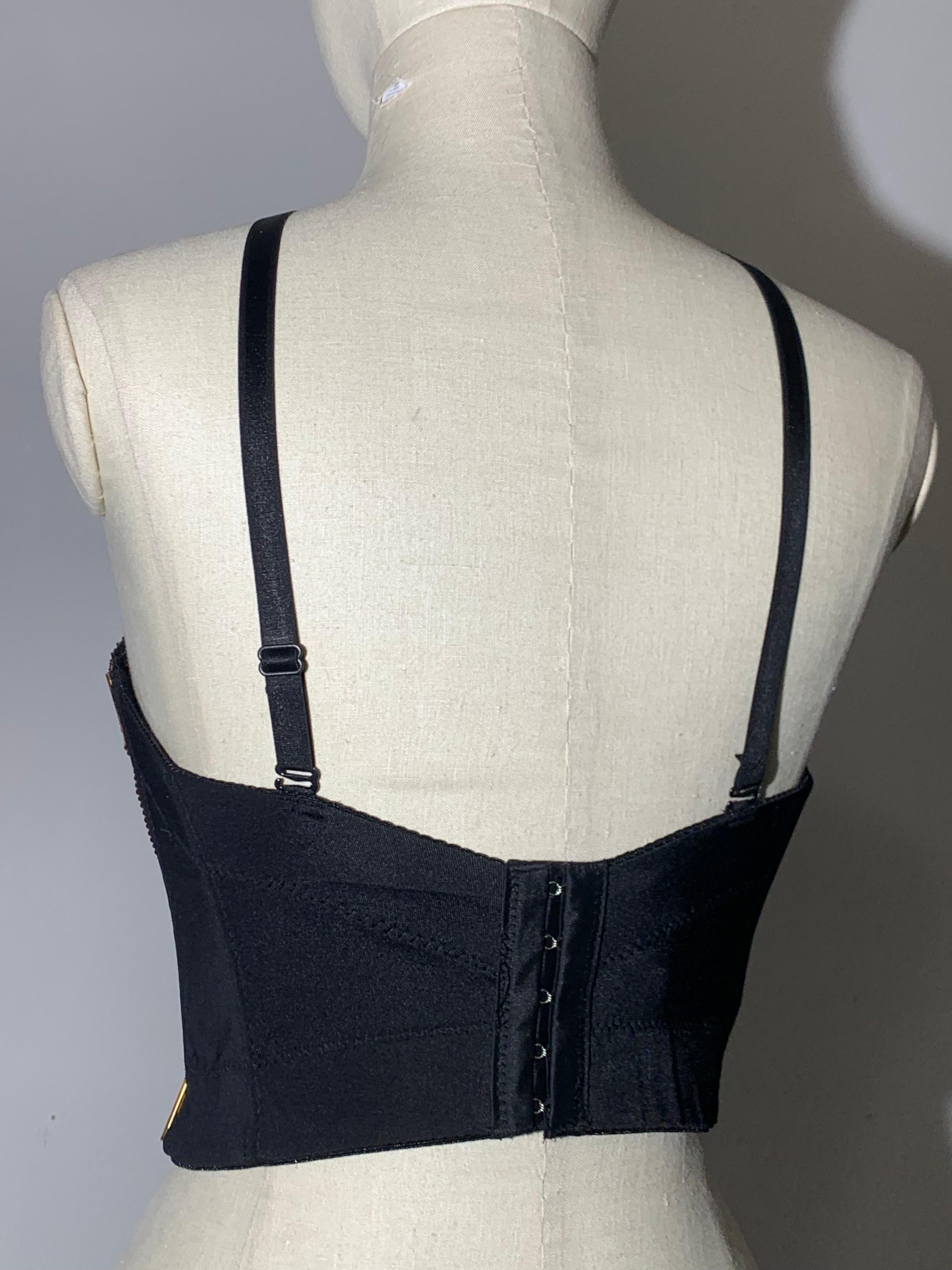 80s-Inspired Spandex Bustier w/ Long Gold Bugle Bead Edging & Adjustible Straps For Sale 2