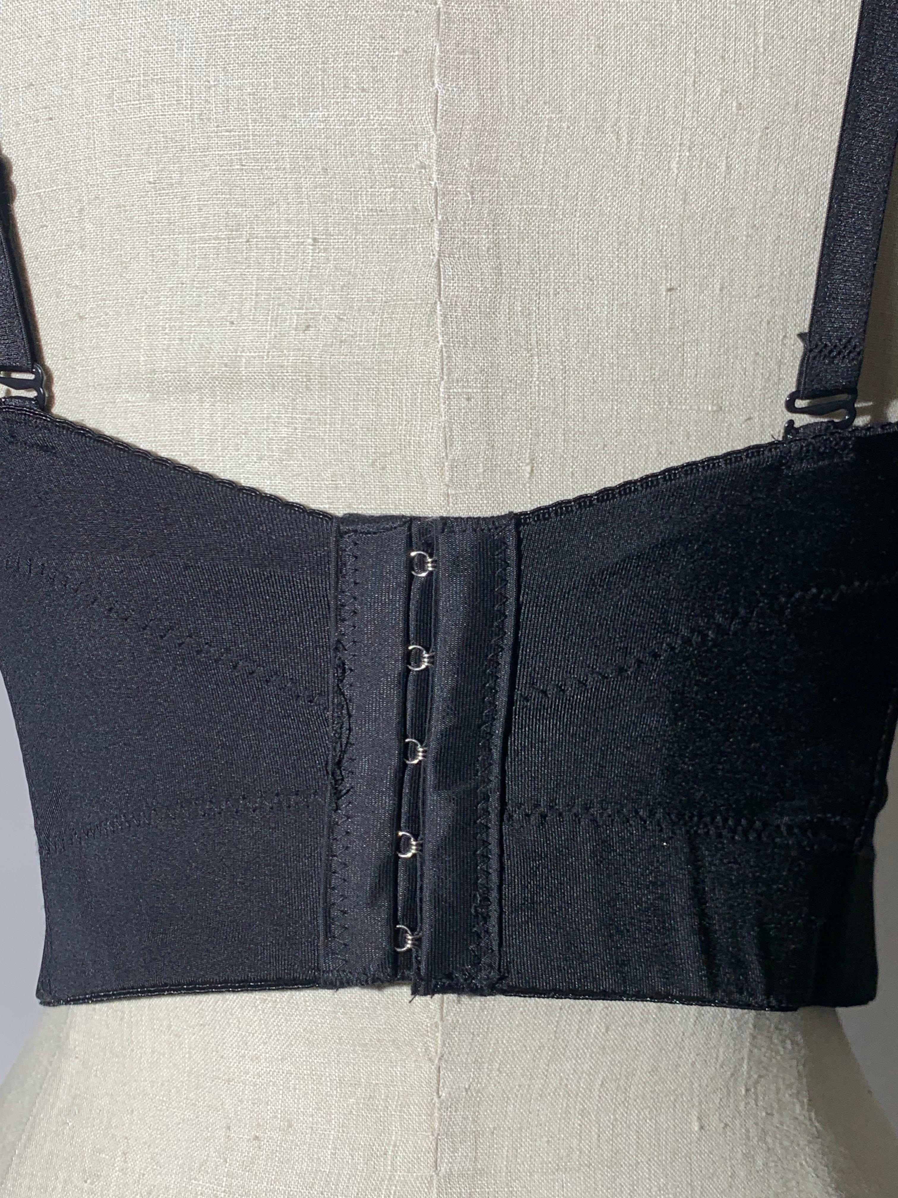 80s-Inspired Spandex Bustier w/ Long Gold Bugle Bead Edging & Adjustible Straps For Sale 3