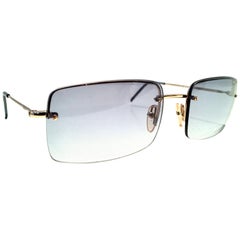 80'S Italian Gold & Blue Rimless Sunglasses By, Gucci