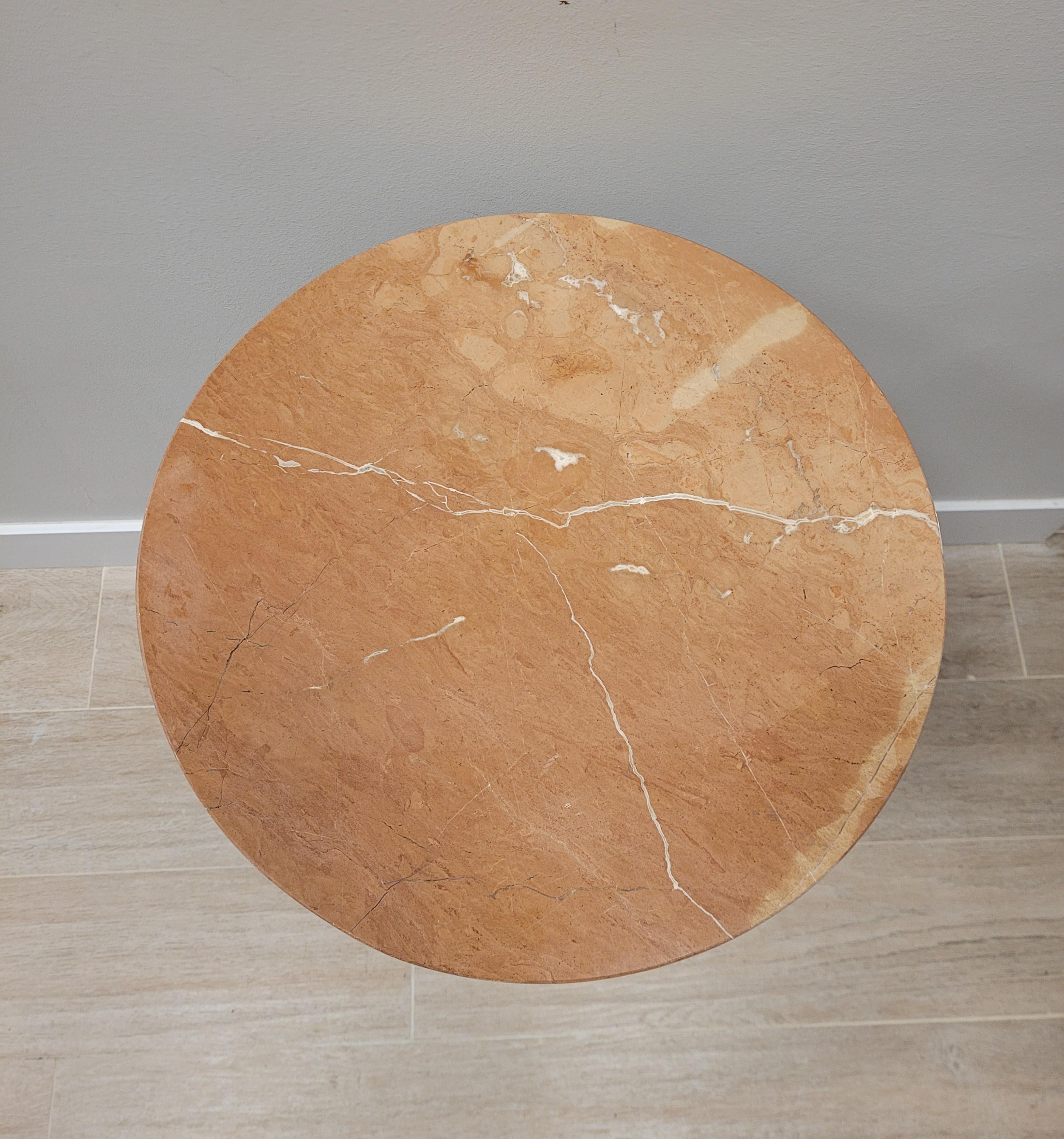 80s Italian Pink Marble, Bronze Gueridon, Side Table, Fauns Bronze 4