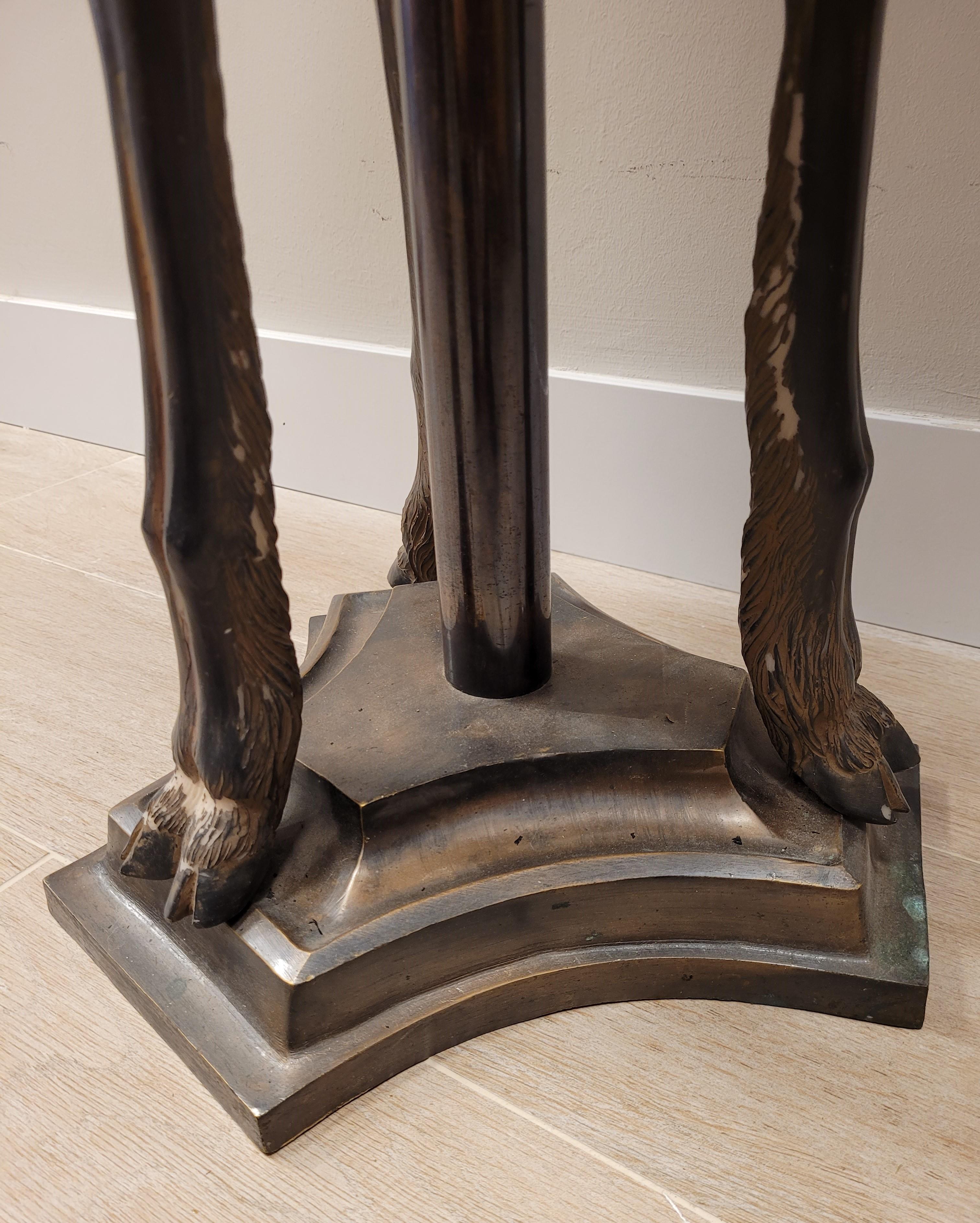 80s Italian Pink Marble, Bronze Gueridon, Side Table, Fauns Bronze 10