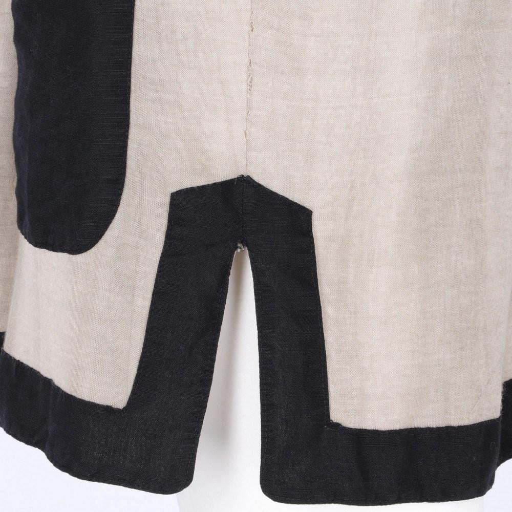 Women's 80s Jc de Castelbajac Vintage beige and black cotton short sleeved maxi top For Sale