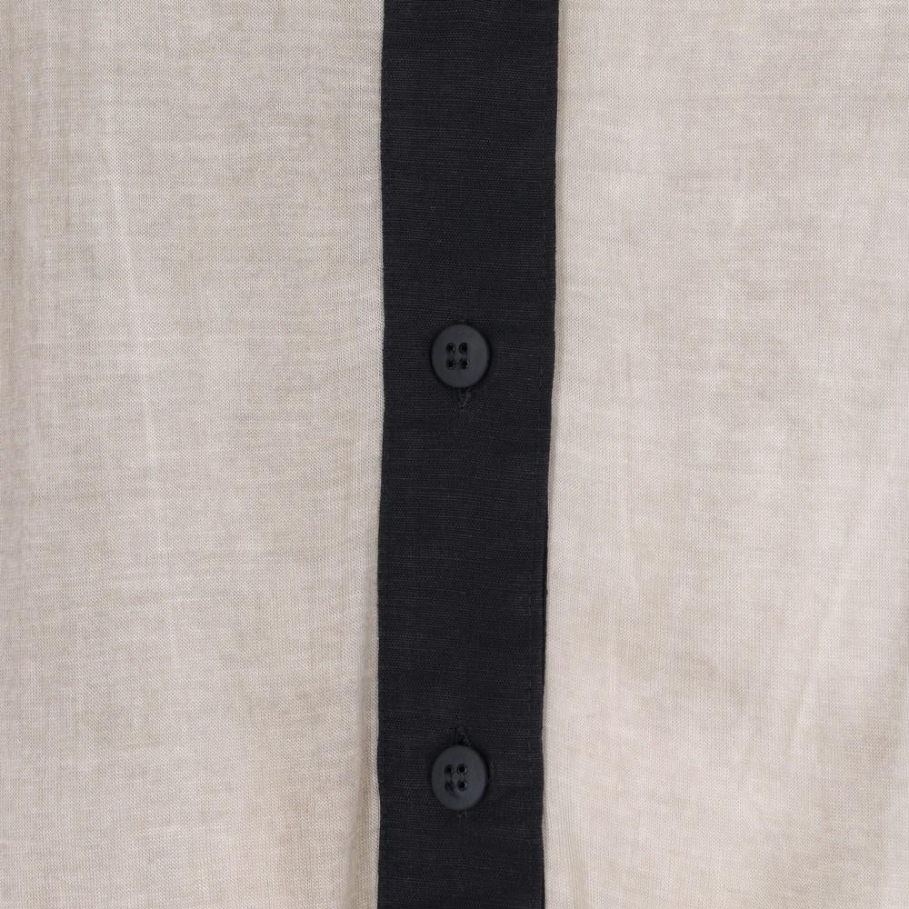 80s Jc de Castelbajac Vintage beige and black cotton short sleeved maxi top For Sale 1