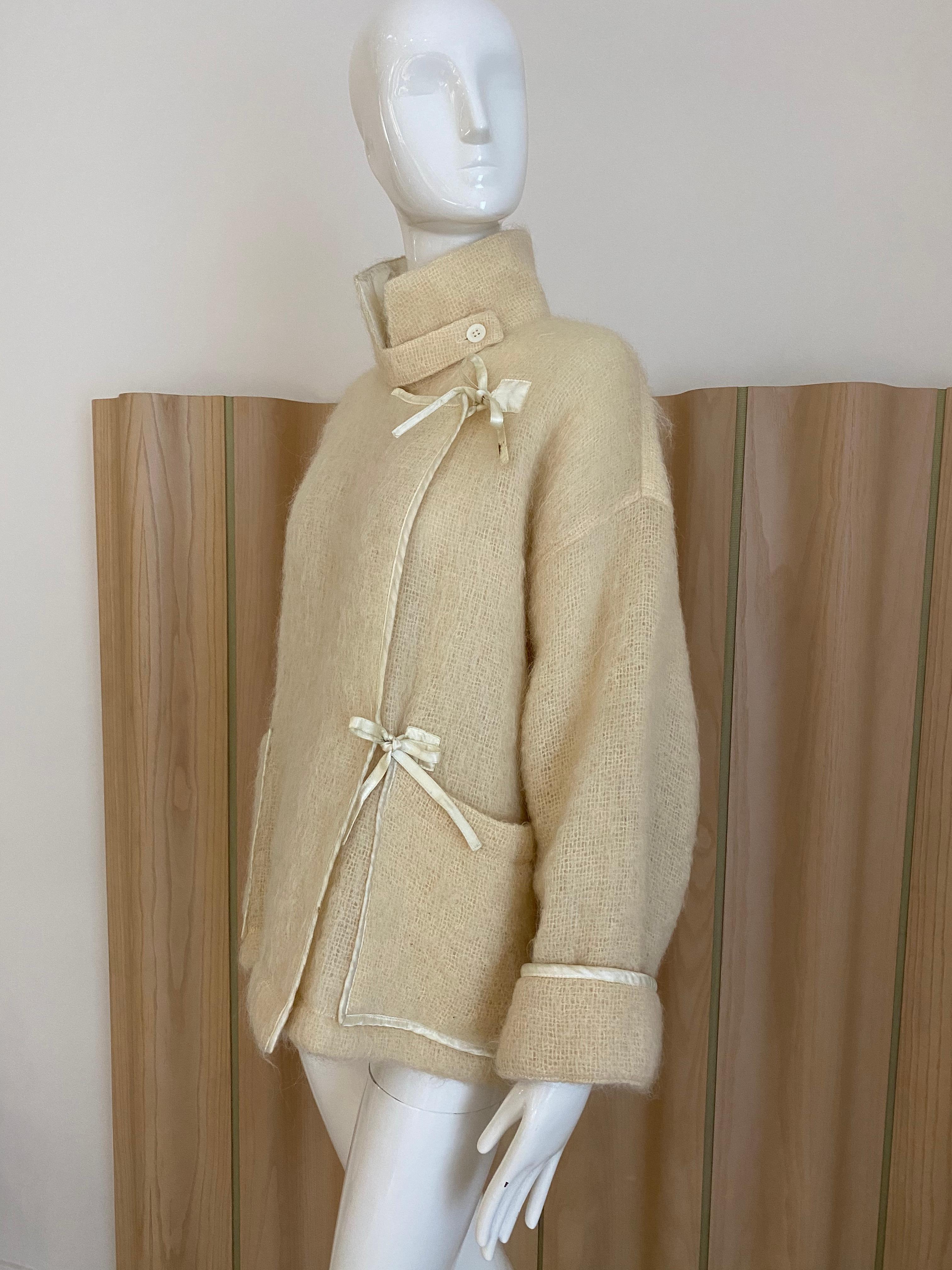 Brown 80s Jean Charles de Castelbajac creme wool Jacket