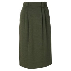 80s Jean Louis Scherrer Vintage green wool midi skirt