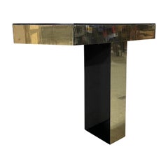 80's Jon Gilmore Style Hollywood Regency Gold Smoke Mirror Console