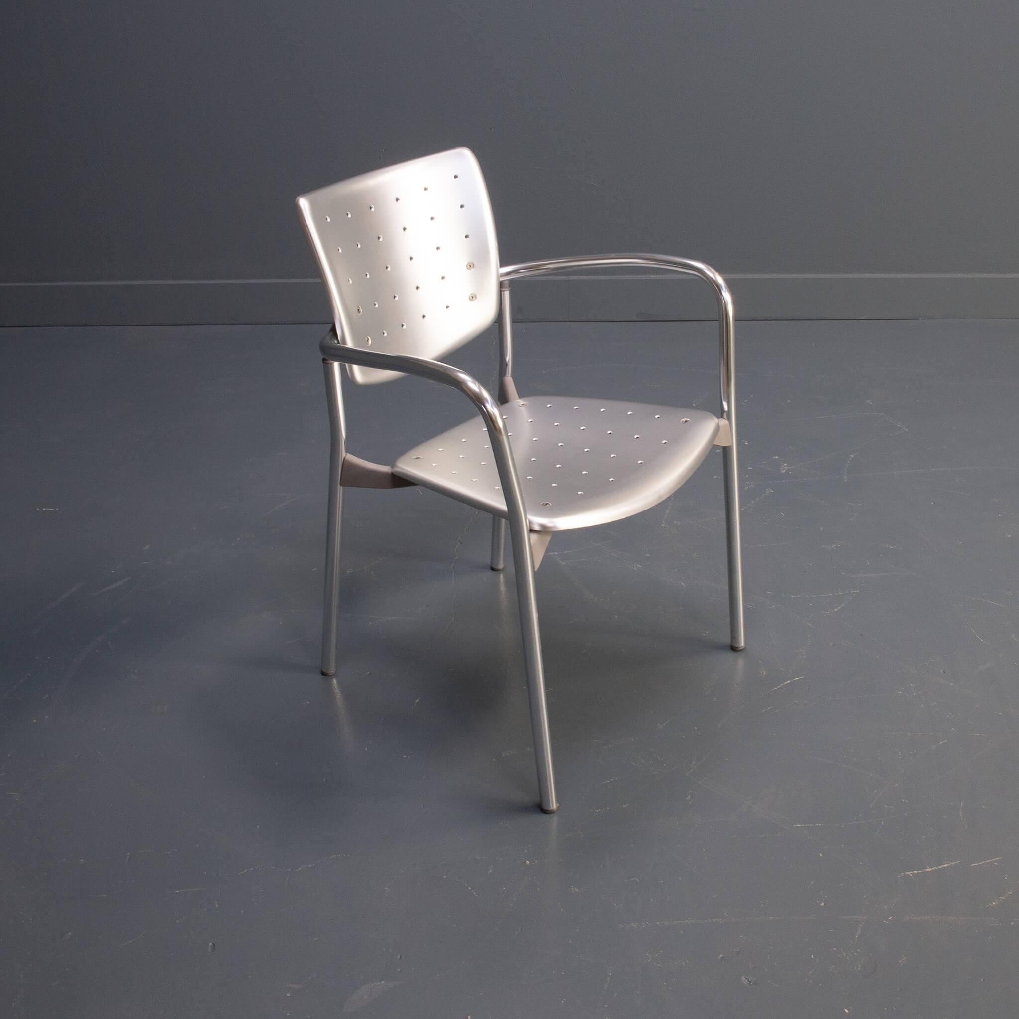 80s Josep Llusca 'street silver' dining chair for Amat3 set/4 4