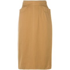 80s Kenzo Vintage wool camel 80s high waisted skirt