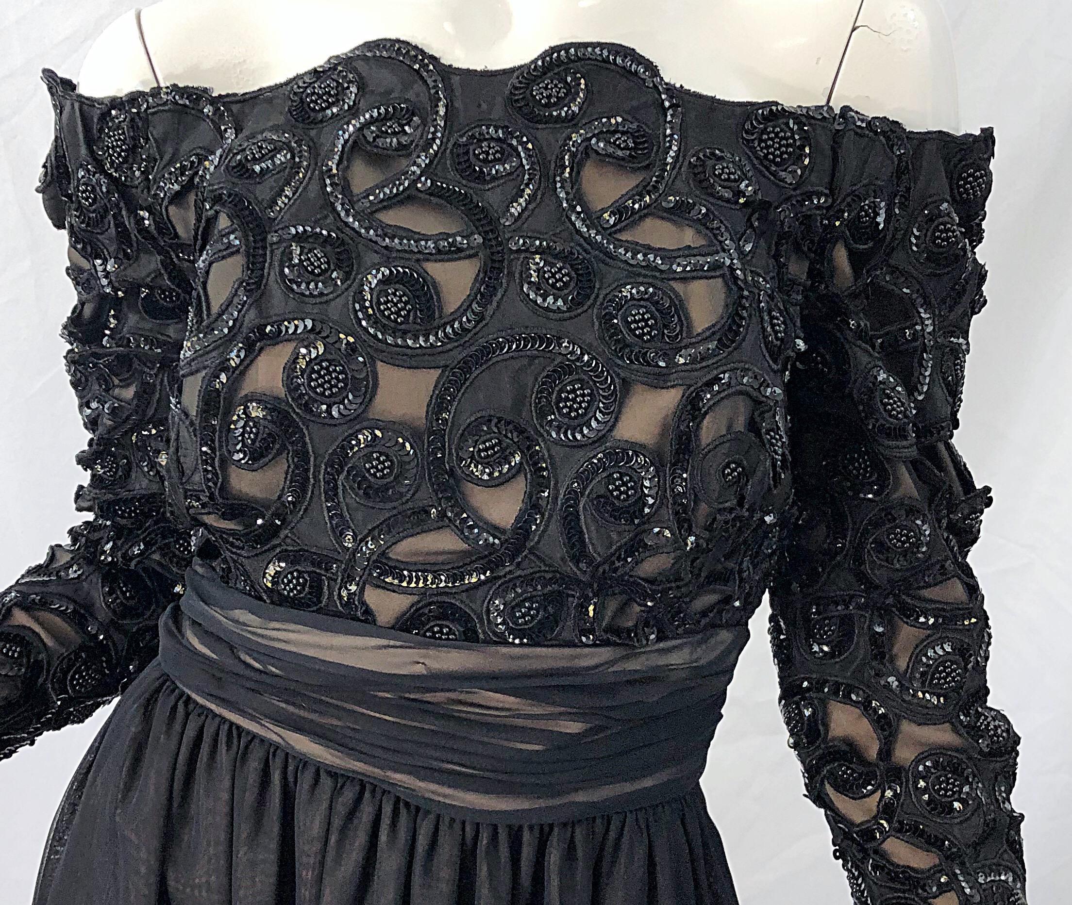 rare london black sequin off the shoulder dress