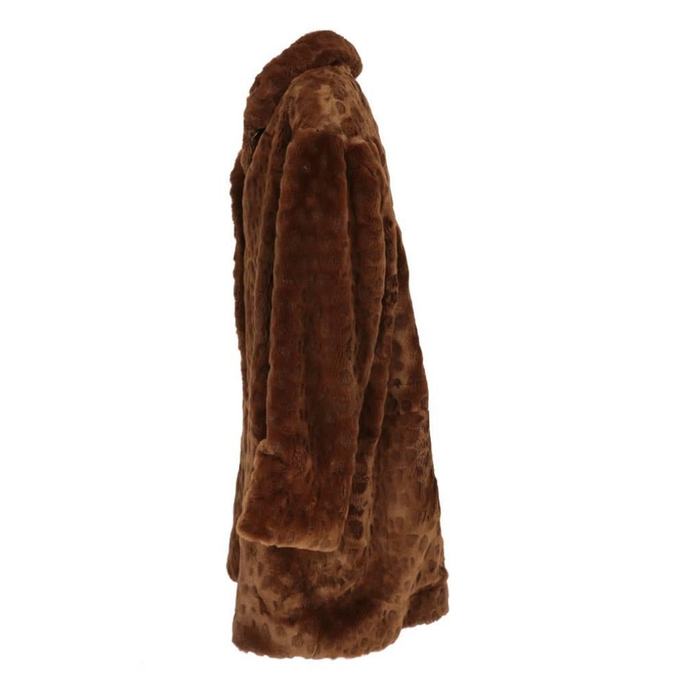 Nero Cappotto vintage anni '80 in pelliccia sintetica marrone Krizia in vendita