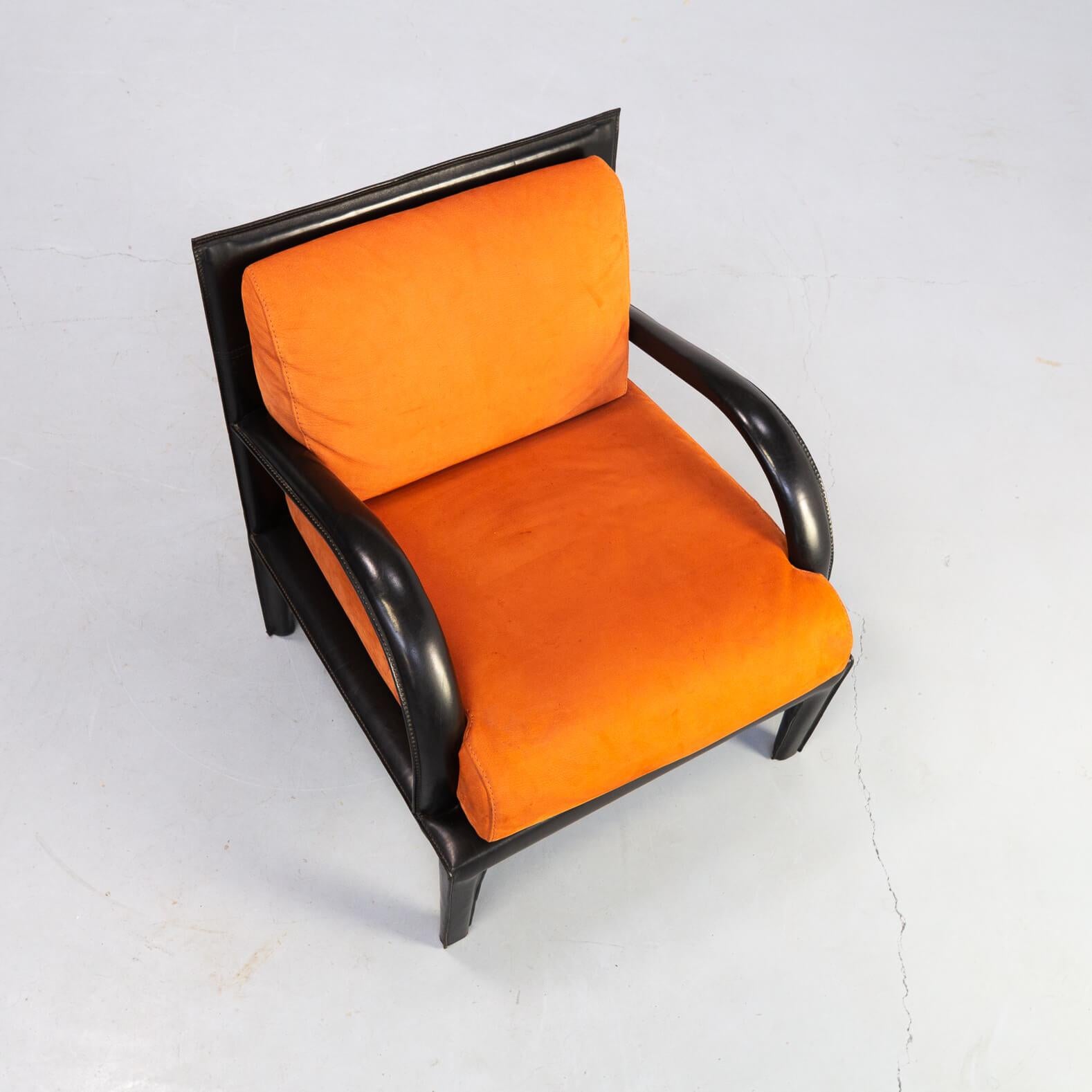 1980s Leather Lounge fauteuil for Roche Bobois For Sale 1