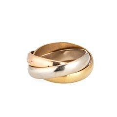 80s les Must de Cartier Trinity Ring Sz 4 3/4 EU 49 18k Gold Vintage Jewelry