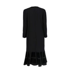 80s Louis Féraud black wool dress with velvet inserts