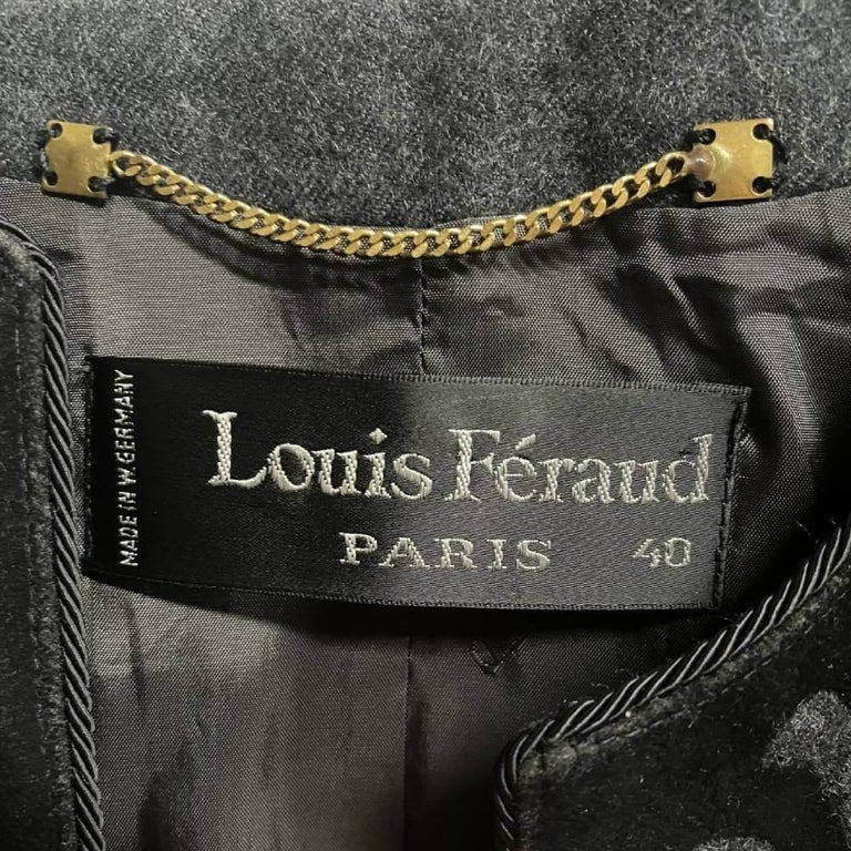 80s Louis Féraud Vintage grey wool crop jacket For Sale at 1stDibs