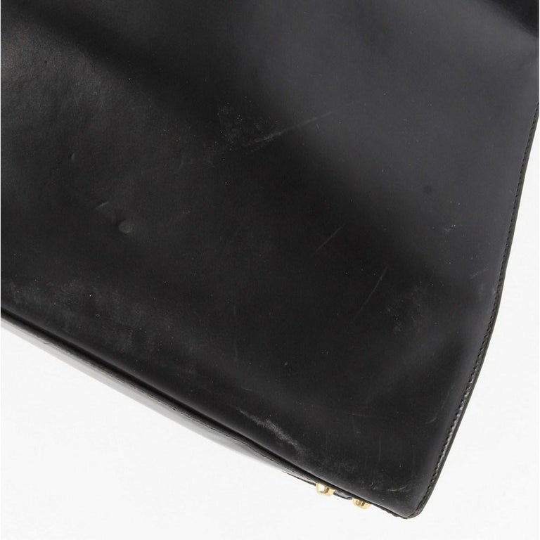 80s Luciano Soprani Vintage black leather logoed shoulder bag For Sale ...