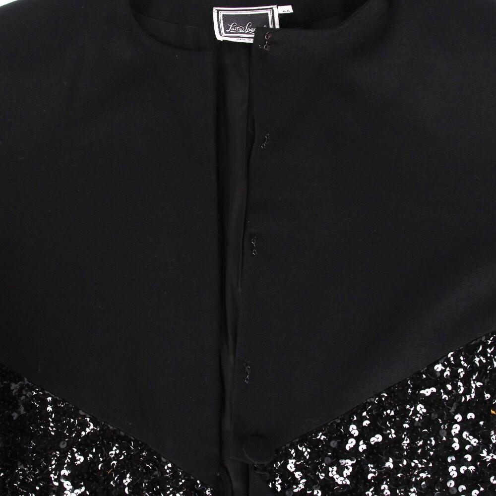80s Luisa Spagnoli Black Wool Sequined Jacket For Sale 3