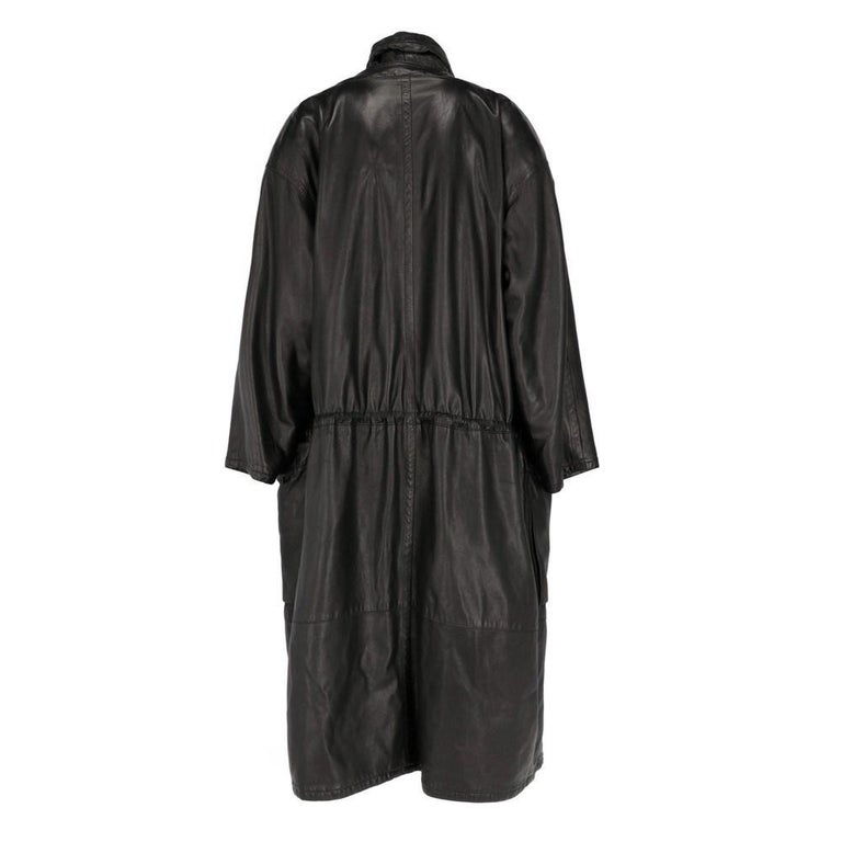 80s Marithè Francois Girbaud black long leather coat at 1stDibs