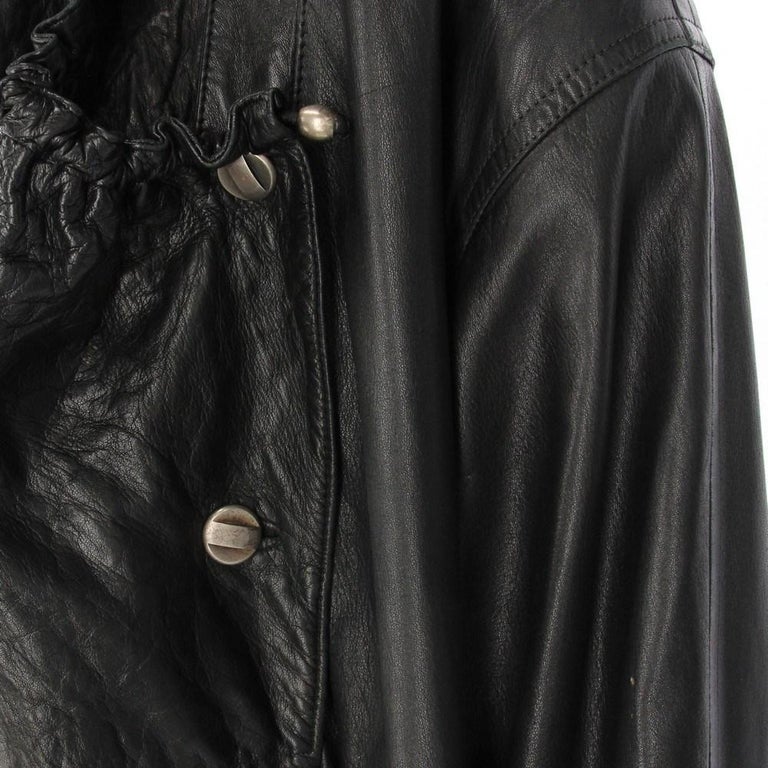 Women's 80s Marithè Francois Girbaud black long leather coat For Sale
