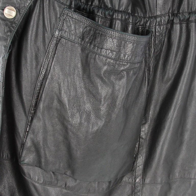 80s Marithè Francois Girbaud black long leather coat For Sale 1