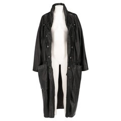 Vintage 80s Marithè Francois Girbaud black long leather coat