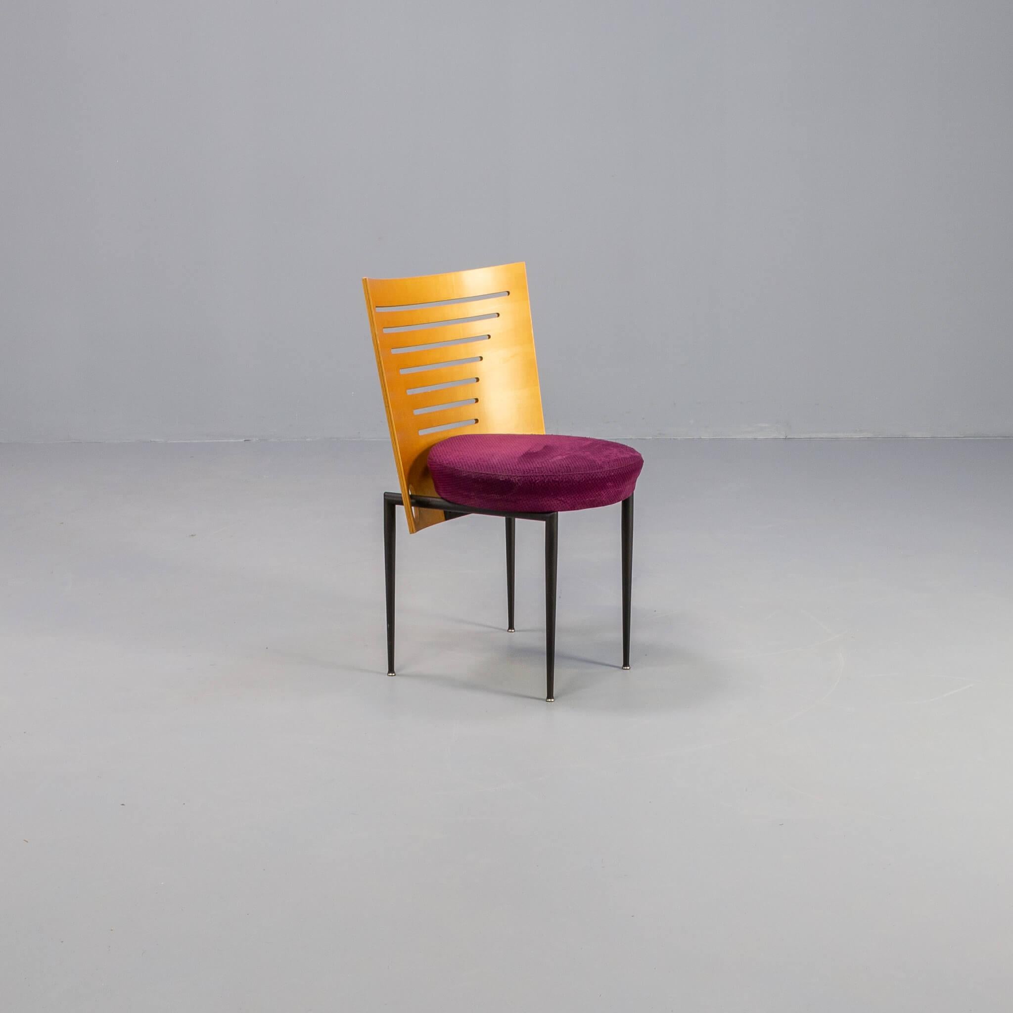 Metal 80s Mazairac & Boonzaaijer ‘Harmonica’ Dining Chair for Castelijn Set/4 For Sale