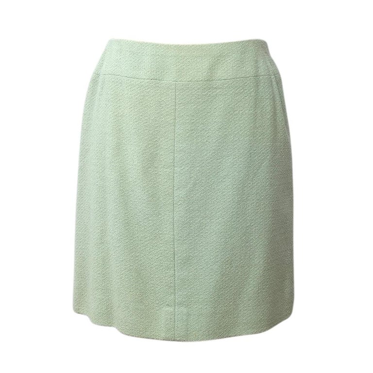80's Mint Green Chanel Tweed Skirt Suit at 1stDibs