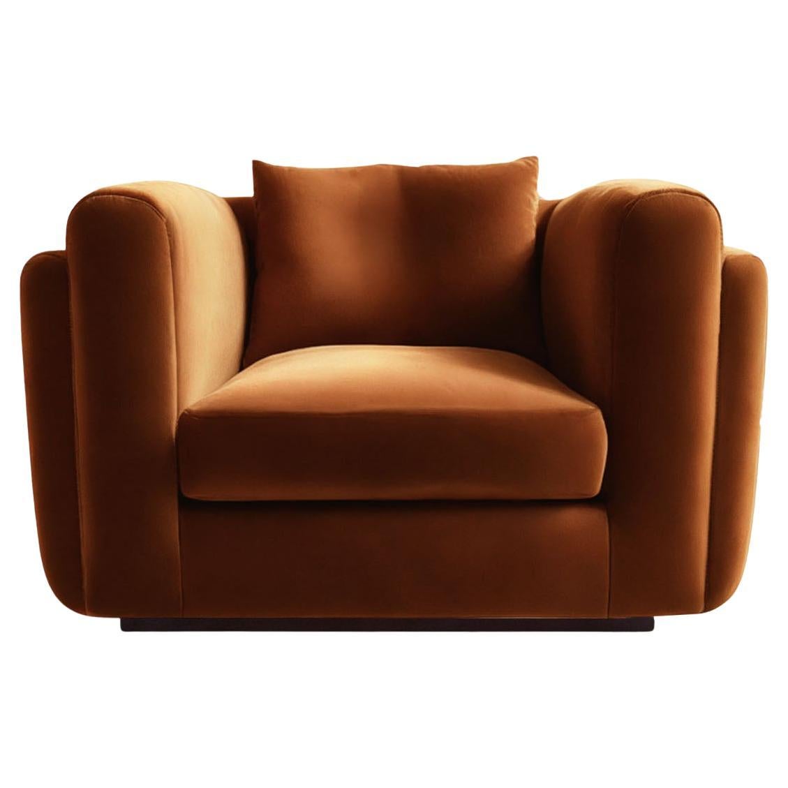 80s Modern Bold Brown Velvet Club Chair Desafío