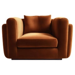 80s Modern Bold Brown Velvet Club Chair Desafío