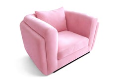 Chaise Club en velours rose audacieux des années 80 Desafío