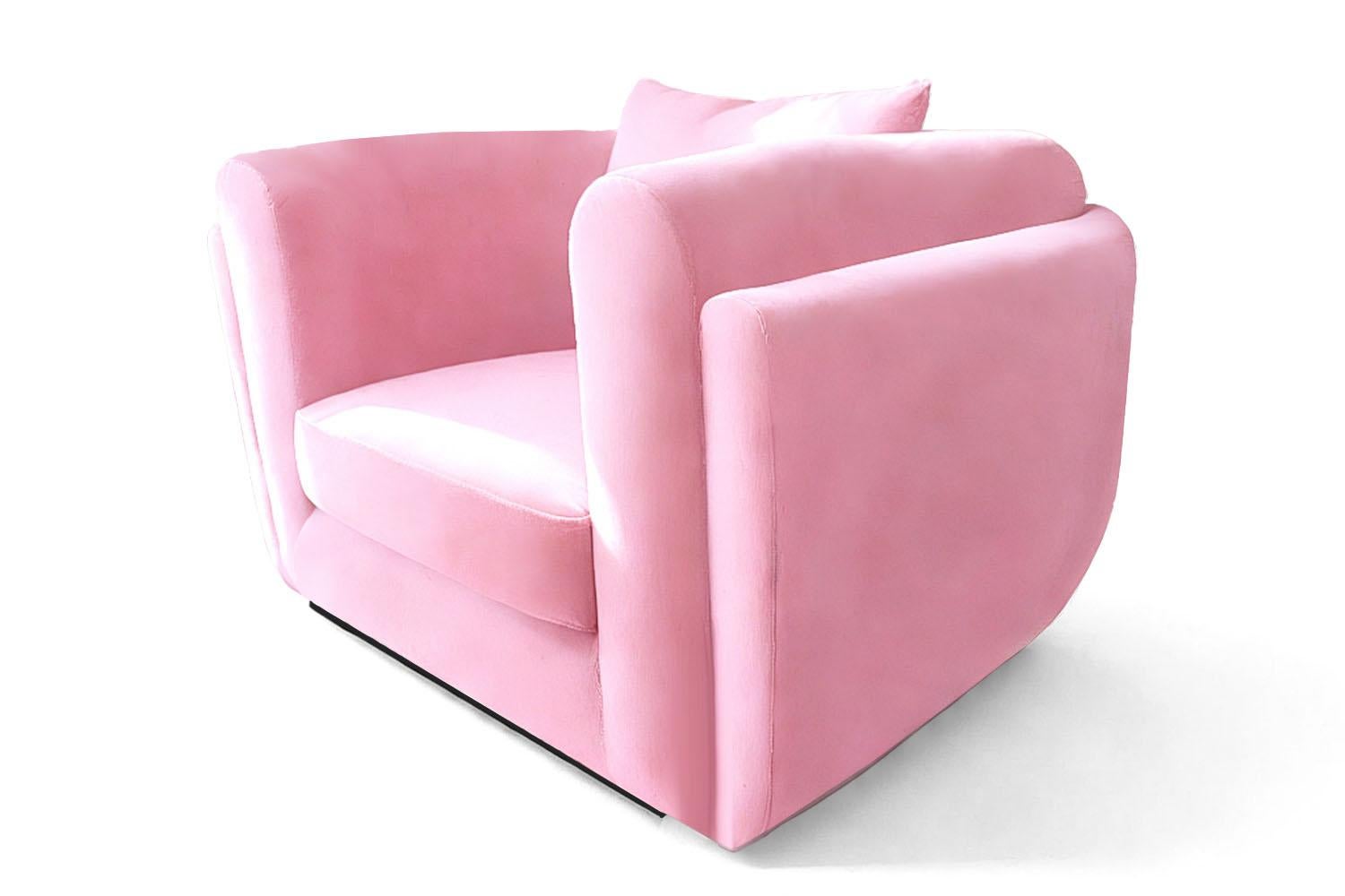 Spagnolo Sedia Club Moderna anni '80 in velluto rosa Desafío in vendita