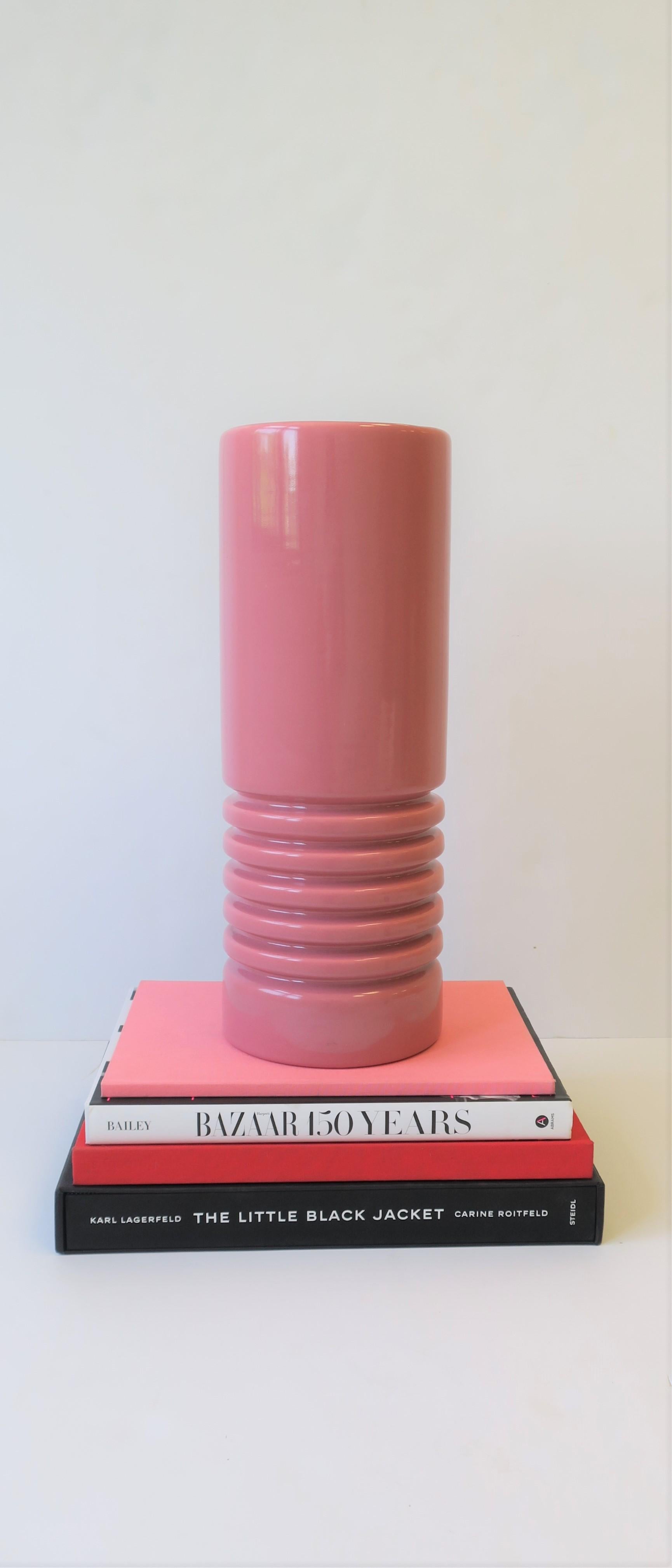 Post-Modern Modern Pink Ceramic Vase by Haeger, circa 1980s