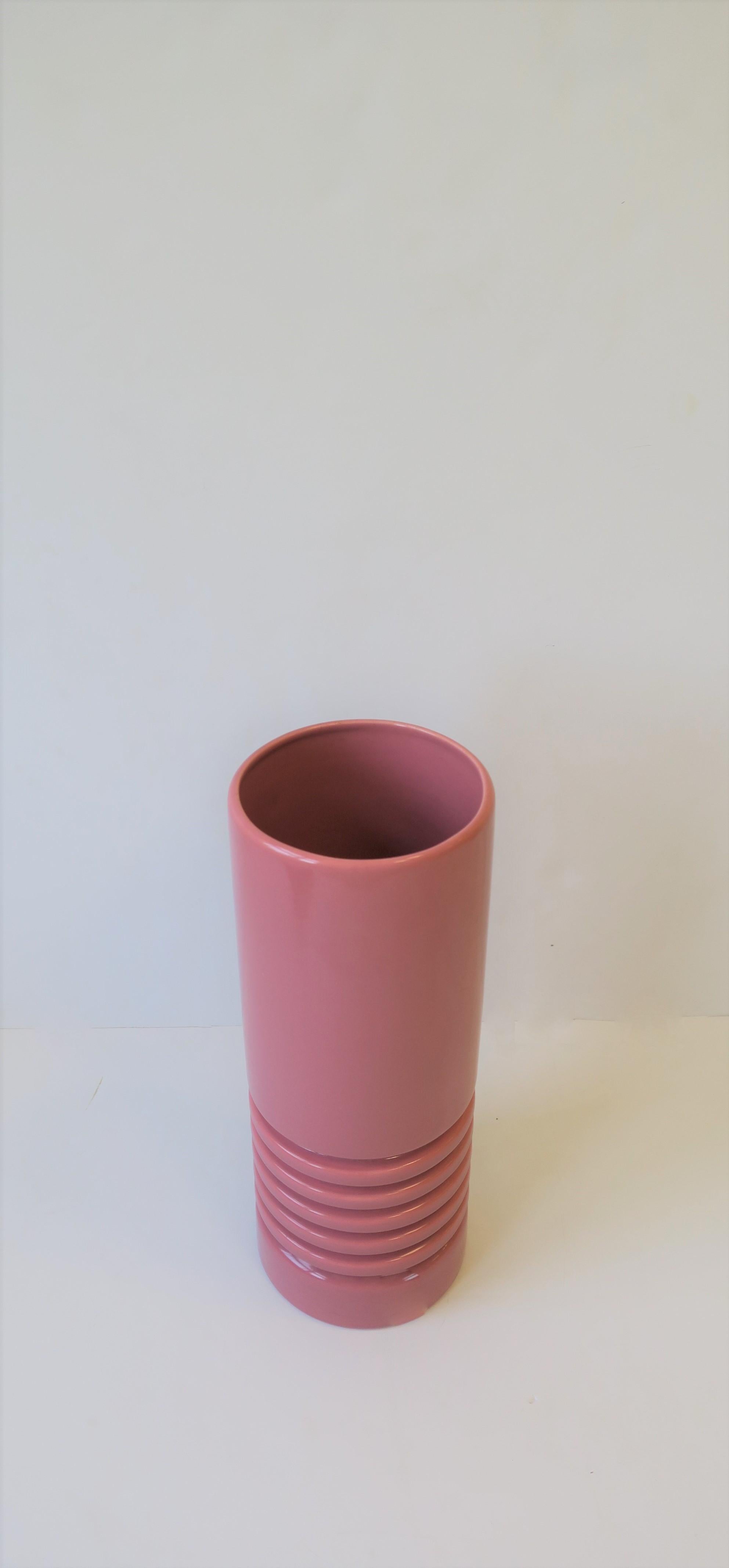 American Modern Pink Ceramic Vase by Haeger, circa 1980s