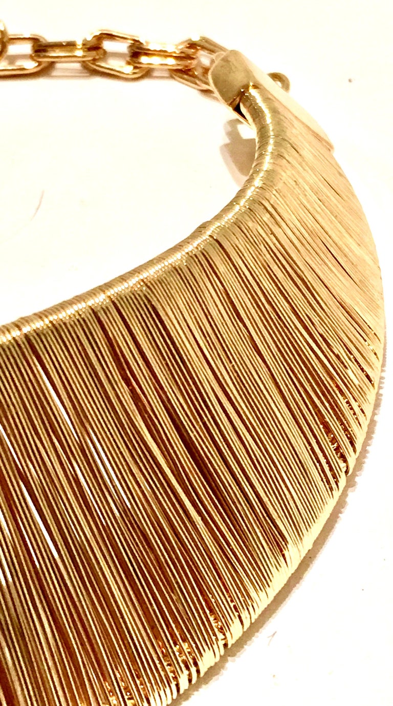 80'S Modernist Gold Woven Wire Collar Choker Style Necklace For Sale at 1stdibs